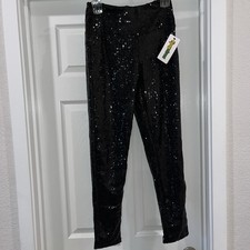 Tipsy Elves Black Sequin Leggings Size Small Inside Pocket Elastic Waist NWT