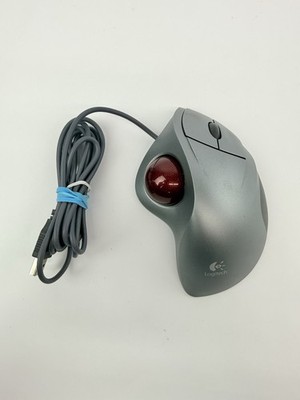 Logitech Trackman Wheel USB Trackball Optical Mouse  T-BB18 Red Marble Working