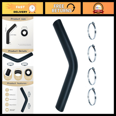 Reinforced 1.75'' ID Gas Tank Filler Hose with 4 Clamps, 45° Angle, 15-7/8'' Long