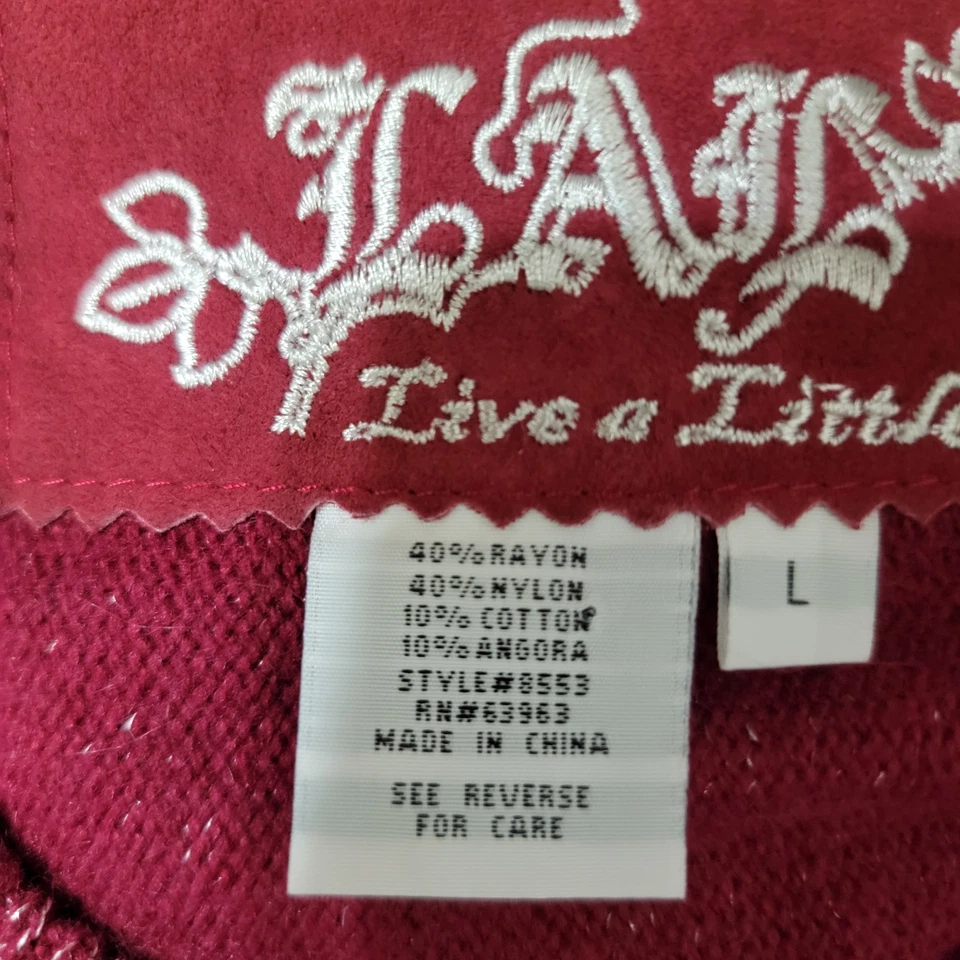 L.A.L. Cárdigan Capa Vintage Rojo Brillo Angora Officecore Y2K Babydoll Coqueta Foto 3 de 4