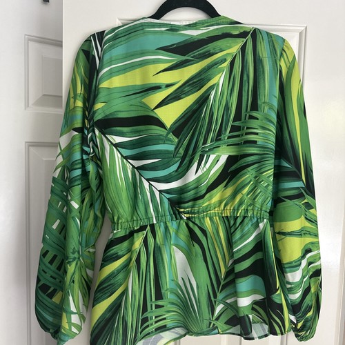 STAR JULIEN MACDONALD Womens Blouse Top Wrapover Palm Leaf Ladies UK 12 - Picture 4 of 4