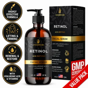 InstaSkincare Anti-aging Retinol Face Serum Vitamin C, A, E Hyaluronic Acid 8oz
