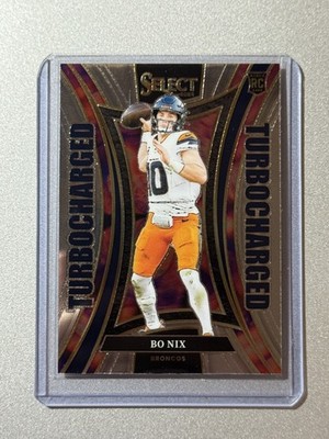 Bo Nix  Denver Broncos  Panini Select NFL 2024  TURBOCHARGED  ROOKIE CARD