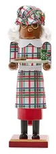 Wooden Christmas Nutcracker,14",AFRICAN AMERICAN MRS CLAUS,TRAY OF TREATS 158,NP