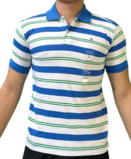 Tommy Hilfiger Striped Polo Shirt Blue, Green White Youth Size L 12-14