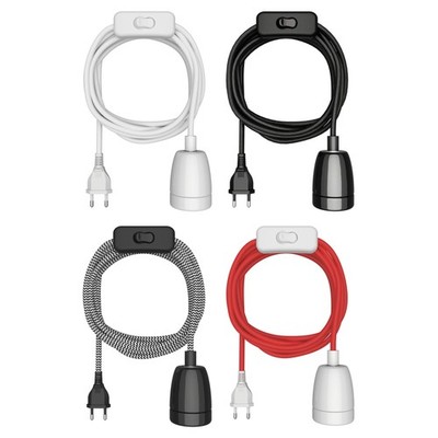 Textilkabel LEHA II, Stecker, Schalter, weiß , 3m, Porzellan-Fassung, 1x E27