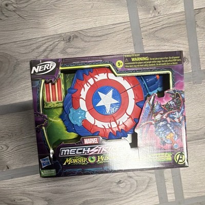 NERF Marvel Mech Strike Monster Hunters Captain America Pop-Up Shield MPN F4120