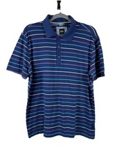 BOSS Hugo Boss Men's Pima Cotton Striped Polo Shirt Regular Fit Navy Blue Size L