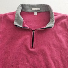 Peter Millar Mens Pink 100% Cotton 1/4 Zip Sweater Vest XL Sleeveless Pullover