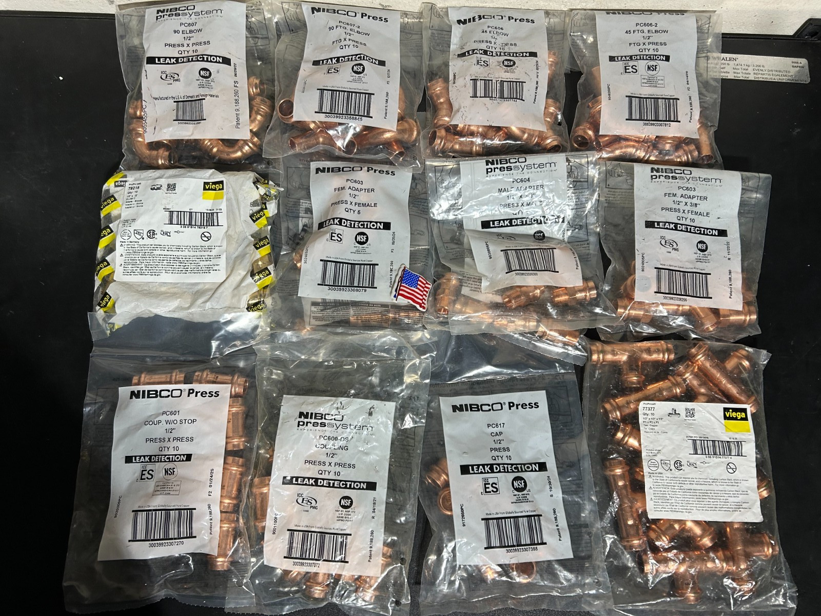 NIBCO VIEGA PROPRESS 1/2" COPPER FITTINGS QTY (110) NIB *USA+GER*