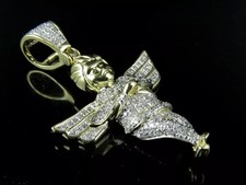 14k Yellow Gold Finish Angel Cherub Diamond Charm Combo Hollow Chain Set 1.00 Ct