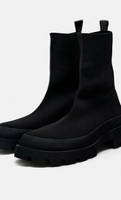Zara Black Chunky Sock Bootie; UK 4, NWT