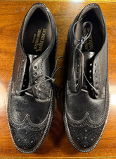Vintage Bostonian shoes LWB Black Leather Crown Windsor NOS 10D Never Laced USA