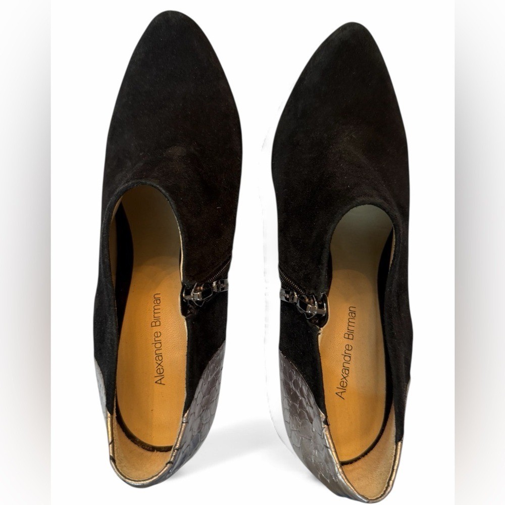 Suede Python Alexandre Birman Black Zip Ankle Boo… - image 3