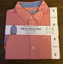 Nick Graham Men's Short Sleeve Performance Stretch Sport Shirt Size S