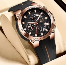 LIGE Men Sport Watch Multifunction Chronograph Wristwatch Male Silicone Watches