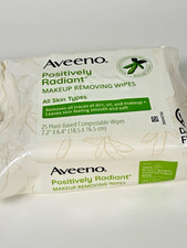 Aveeno Positively Radiant Gentle Makeup Remover Wipes 25 Count  Plant Based
