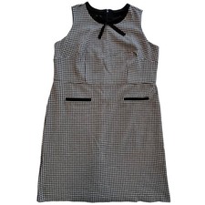 Talbots Plus Black White Preppy Houndstooth Sleeveless Sheath Dress Size 14W