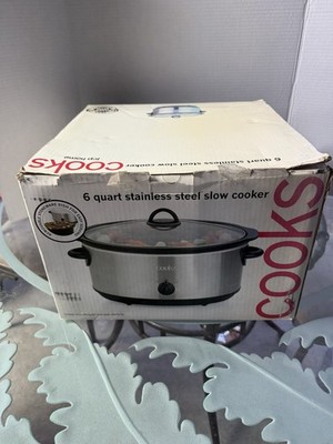 Cooks 6 Qt Stainless Steel Slow Cooker with Removable Stoneware