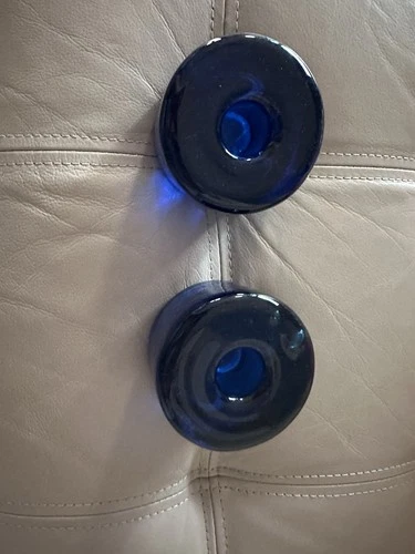 Blenko  glass Pair of Blue Cobalt Glass Candle Holders Decorative Glossy Solid