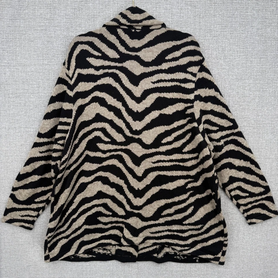 Cárdigan Suéter Blazer Dialogue Para Mujer Talla 2X Estampado Cebra Beige Negro Foto 4 de 4