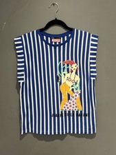 Zara Size Small Women In Art Stripe Pattern Blouse Tank Top with Graphic Print