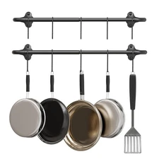 2Pack Hanging Pot Pan Rack, Heavy Duty 5/8'' Diameter Adjustable Kitchen Orga...