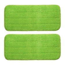 2Pcs 11.8x5.5" Microfiber Mop Pads, Reusable Flat Mop Pad Refills, Green