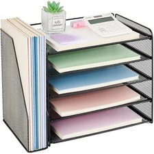 Desk Organizer, 5-Tier Paper Organizer Letter Tray 15.5" x 9" x 10.3" Black