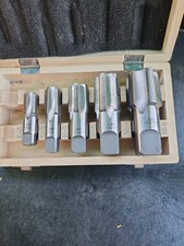 LARGE BOTTOM TAPS NPT SET OF 5 W/CASE, 3/8-18, 1/2-14,3/4-14,1-11.5,1 1/4-11.5