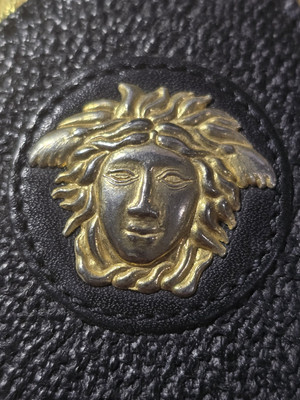 Rare Gianni Versace Medusa Keychain Keyring Leather & Metal, Made