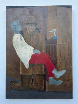 Wunderbares Max Ernst Ölgemälde Leinwand, surrealistisch (Handarbeit) 20 x 28 cm