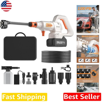 #ad Portable Washer Cordless 1200 PSI Brushless Motor All Weather Hose Frost White $188.99