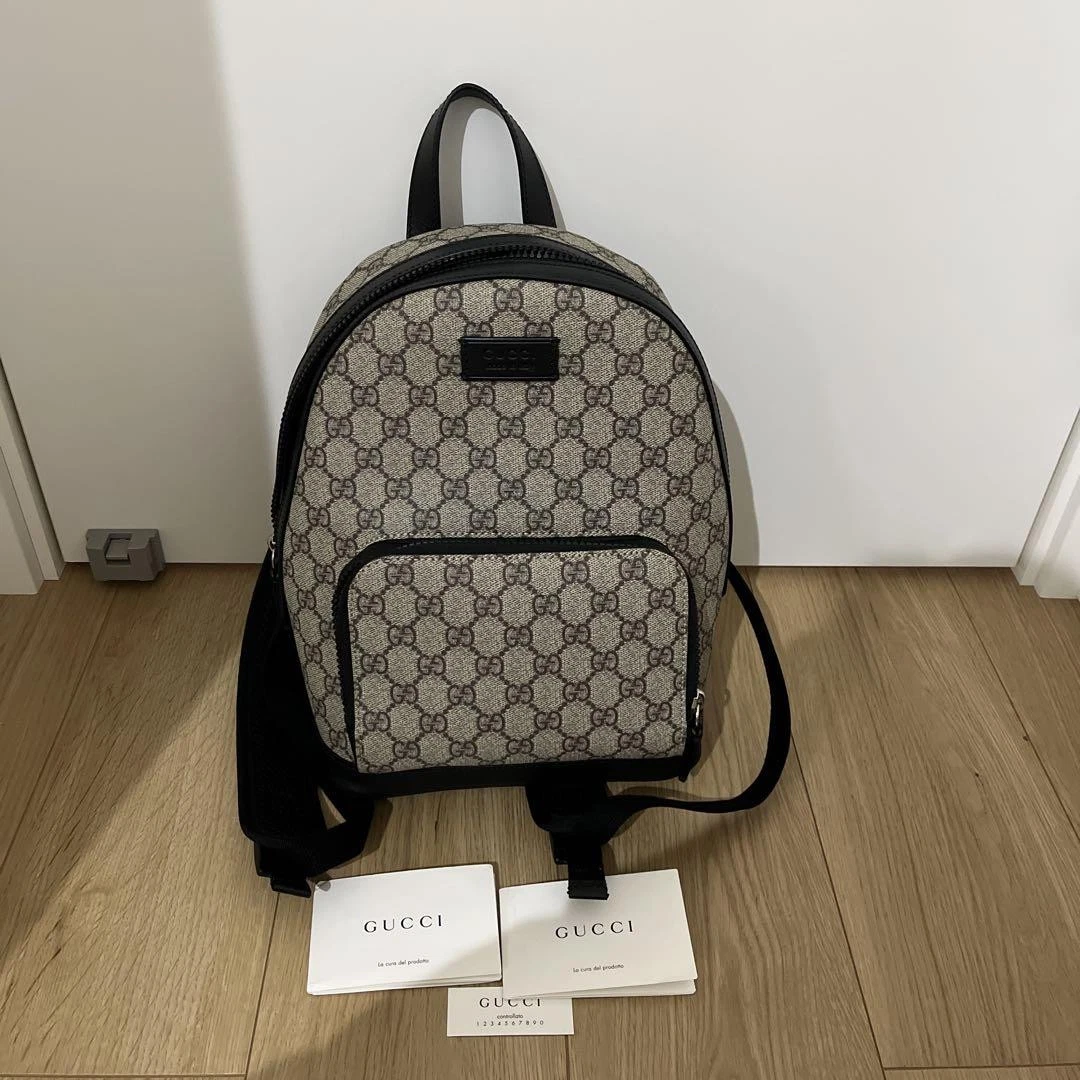 Sac à dos Gucci GG Supreme en toile beige/noir petit occasion
