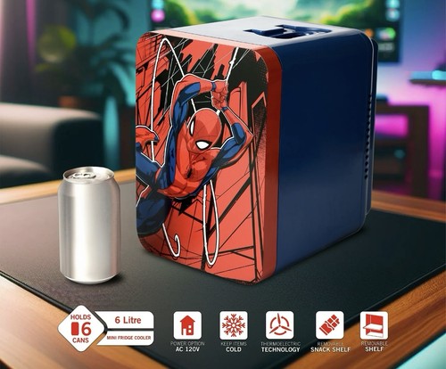 Marvel Spiderman Blue Red 6 Can Mini Fridge - Picture 2 of 7