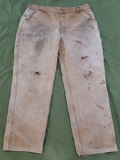 Carhartt Pants Mens 38X31 Brown Carpenter Duck Canvas Distressed B11 BRN READ  