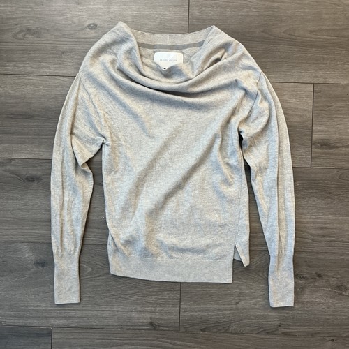 Brochu Walker Womens XS Sweater Gray Pullover Wool Blend Draped Cowl