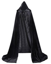 Velvet Renaissance Medieval Cloak Cape Lined with Satin Large Black