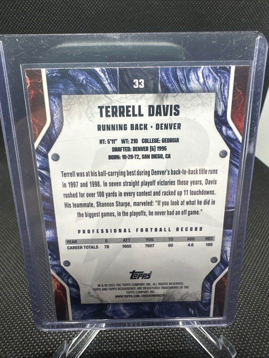 2024 Topps Resurgence - Terrell Davis #33 Green Surge Refractor