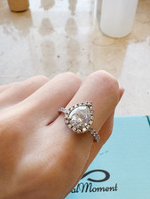 3ct Pear-Cut Moissanite 925 Sterling Silver Ring Halo Setting Size 6-9