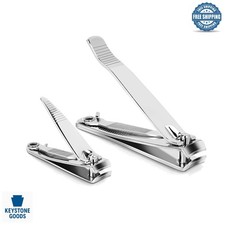 Stainless Steel Nail Clipper Set with File Dual Sizes