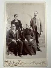 Grand Rapids Wisconsin Old Parents Beard Father Cabinet Card Photo Family of 4