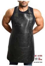 HEAVEN HUSH Genuine Leather Apron for Men, Adjustable Straps & Tool Pockets,
