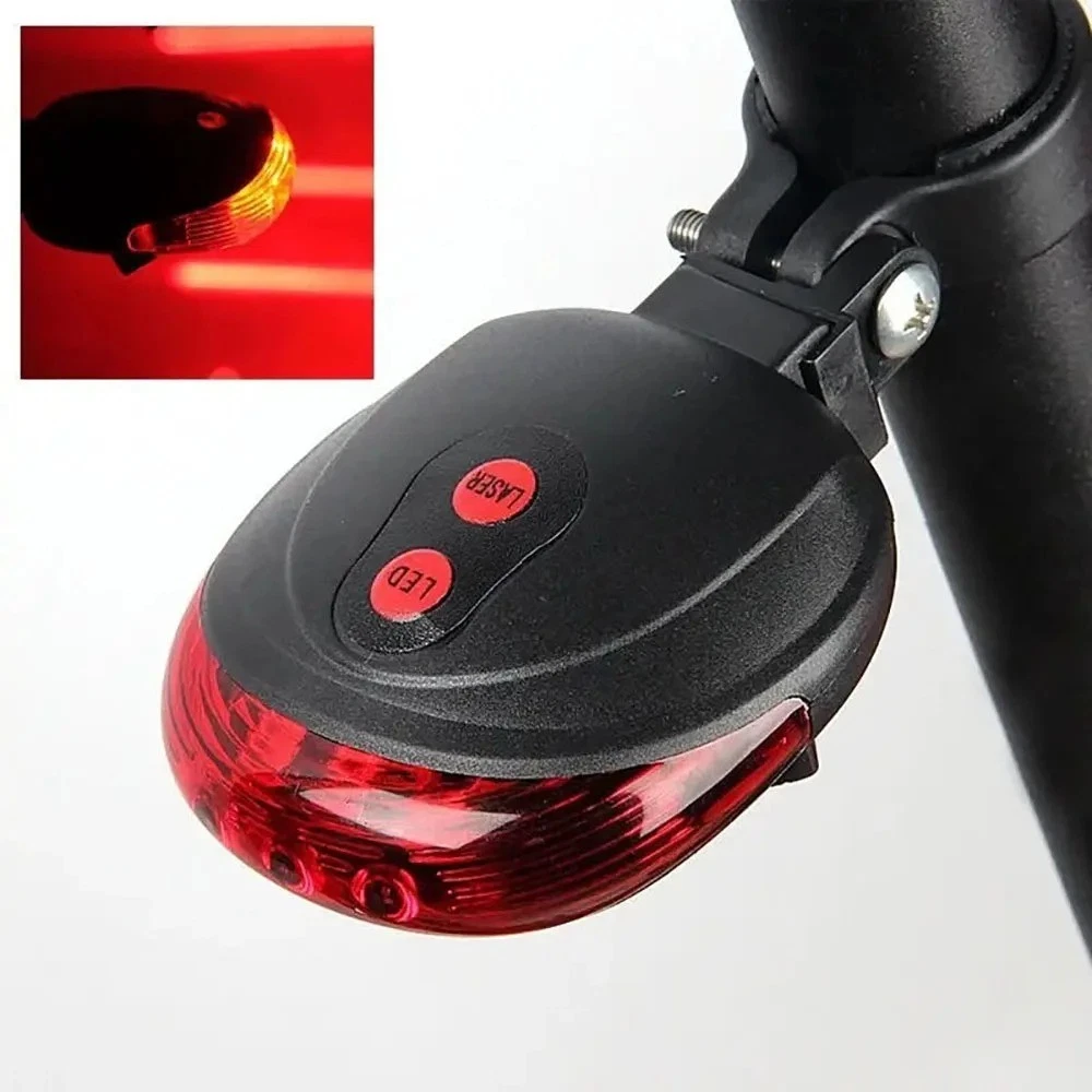 5LED 2 Laser Lumière Lampe Vélo Bicyclette VTT feu Arrière Eclairage