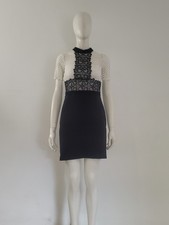 Zara (XS) ASO Holly Lace Dress UK 6 8 EU 34 36 Black & White Pencil Midi Fitted