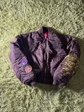 Vintage Y2K Ed Hardy Brown Reversible Bomber Jacket Women s Size M dium