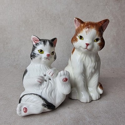 Katze Salz Pfeffer Vintage - Duo Keramik Figur
