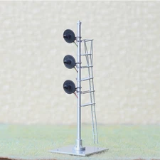 1 x HO scale model railroad searchlight signal tri-colors LED steel 3 heads #N13