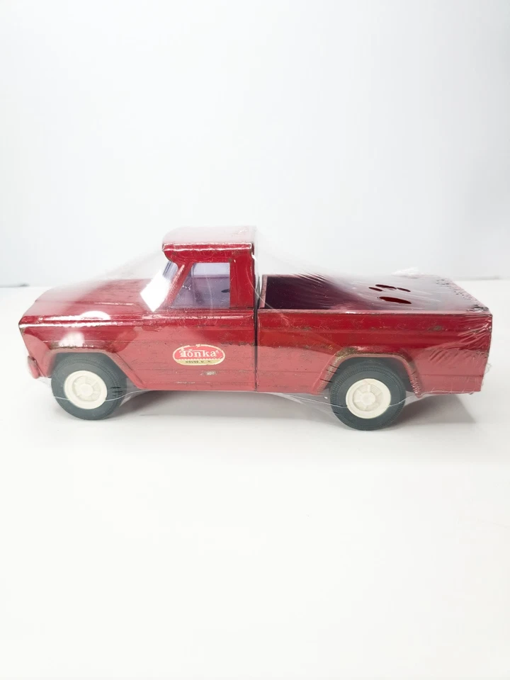 Vintage Tonka Vermelho Aço Pressionado Pickup Truck 9" Estilo Fundido Exibição de Brinquedo Retrô - Imagem 2 de 4