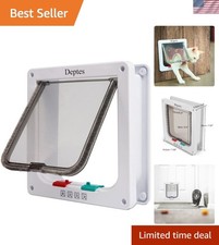 4-Way Locking Medium Cat Flap, Weather-Resistant Door for Cats Small Dogs